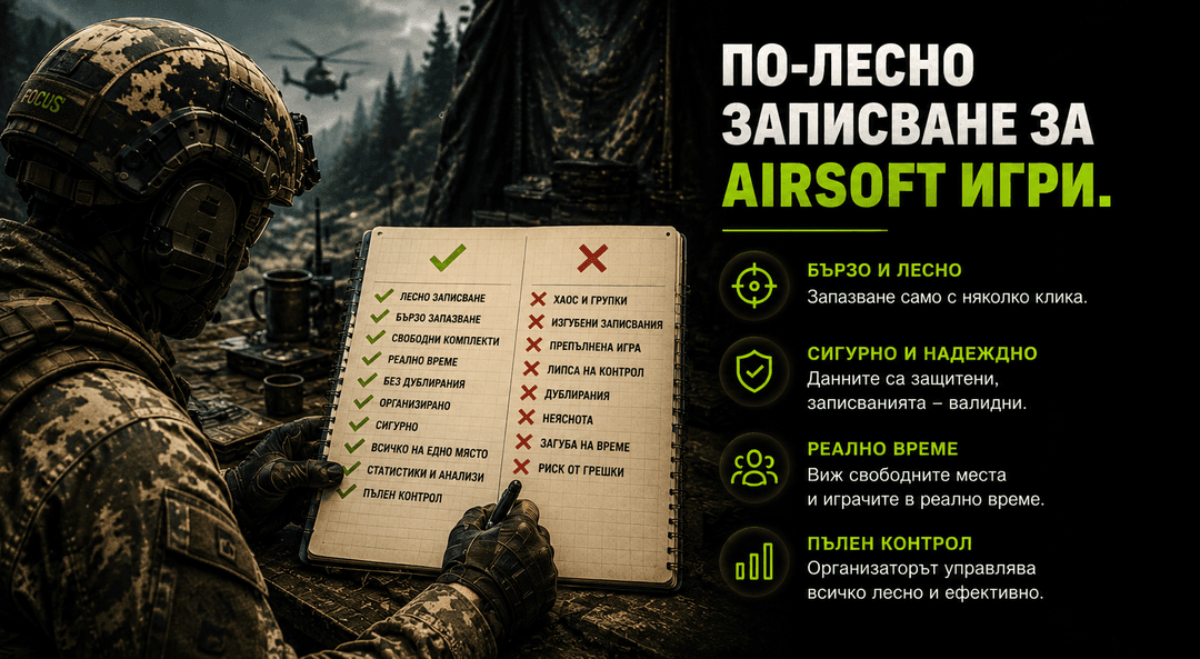 BattleBooking улеснява записването и организацията на airsoft игри